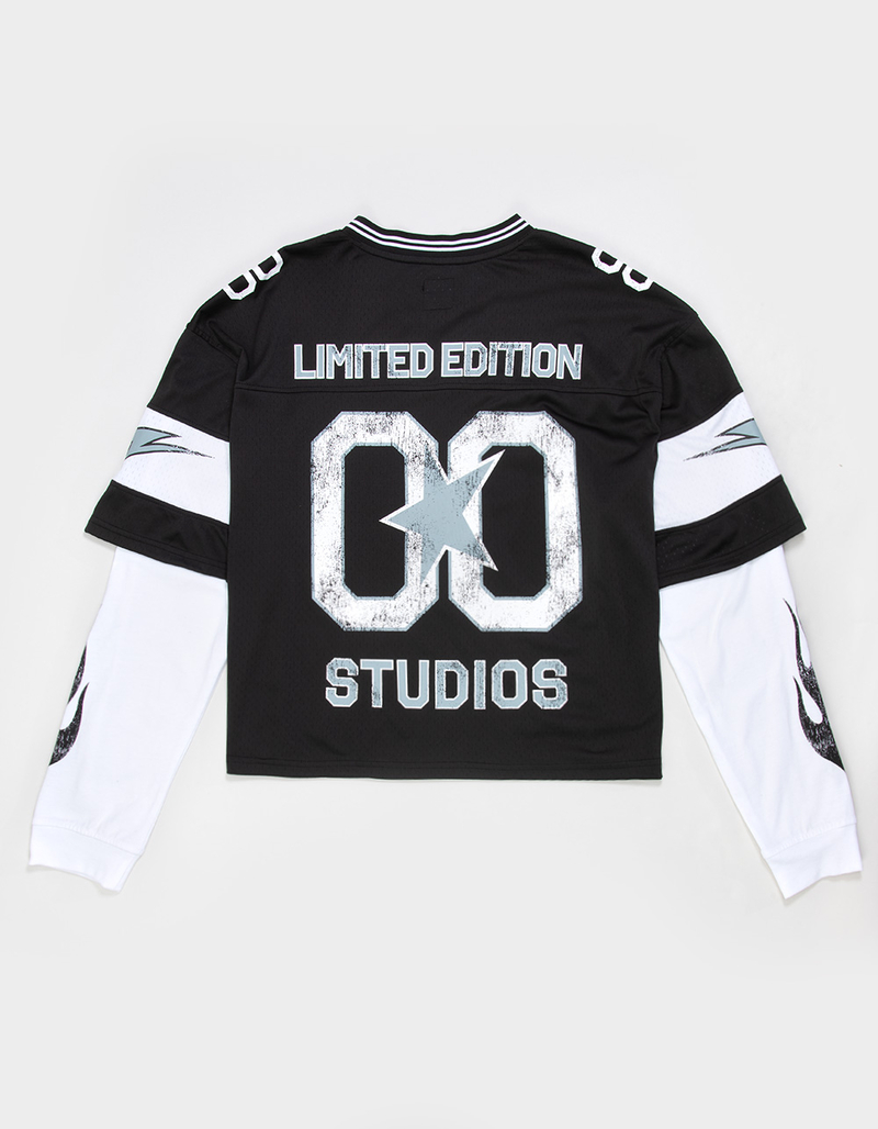 RSQ Mens Mesh Long Sleeve 2fer Boxy Jersey image number 1