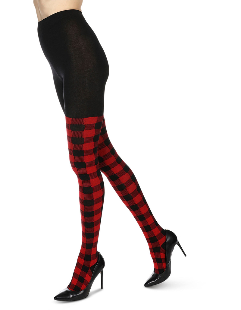 MEMOI Buffalo Check Womens Sweater Tights image number 4