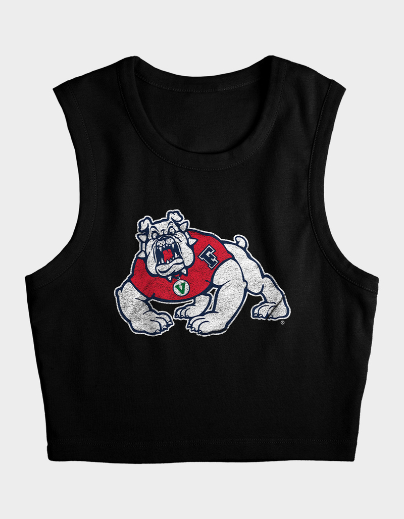 FRESNO STATE UNIVERSITY Distressed Primary Logo Womens Cropped Tank Top image number 3
