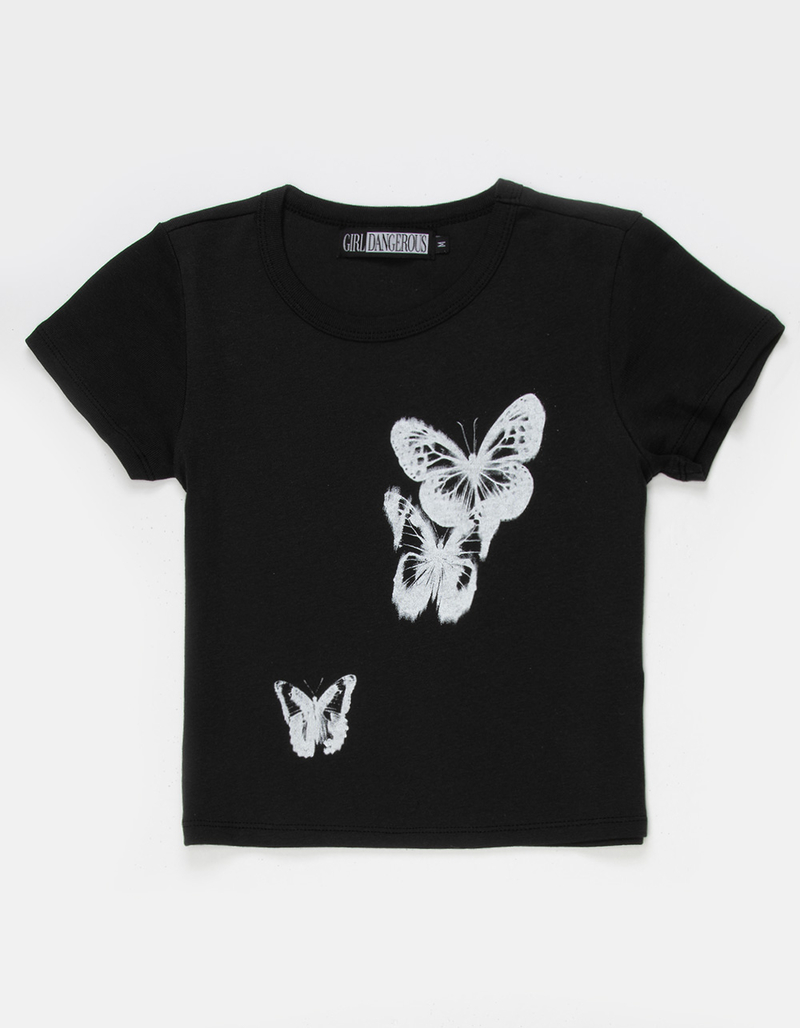 GIRL DANGEROUS Butterfly Girls Tee WASHED BLACK Tillys