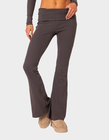EDIKTED Coffee Break Ribbed Flared Leggings Primary Image