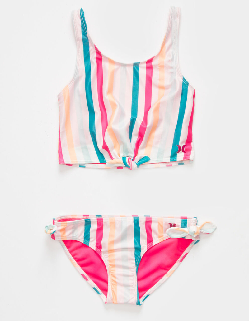HURLEY Stripe Crop Girls Blue Combo Bikini Set image number 0