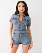 TRUE RELIGION Womens Belted Denim Zip Romper image number 1