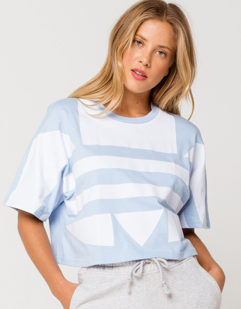 ADIDAS Large Logo Womens Light Blue Crop Tee image number 0