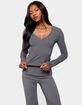 EDIKTED Ferne Long Sleeve V-Neck Top image number 1