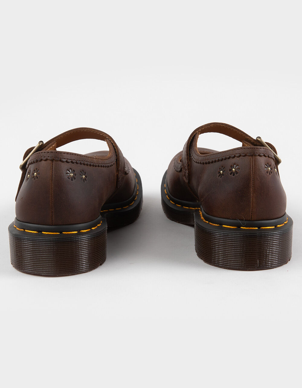 DR. MARTENS Mary Jane Flower Womens Leather Shoes - DARK BROWN - 9