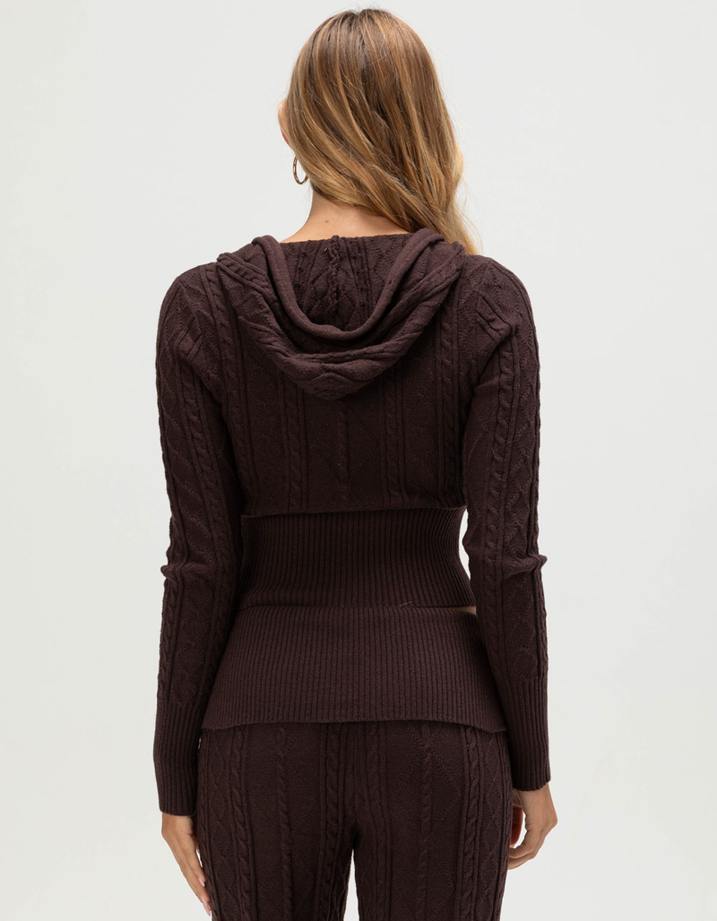 FULL TILT Cable Knit Womens Zip-Up Hoodie image number 2