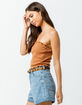 SKY AND SPARROW Ribbed Lettuce Edge Camel Womens Tube Top image number 3