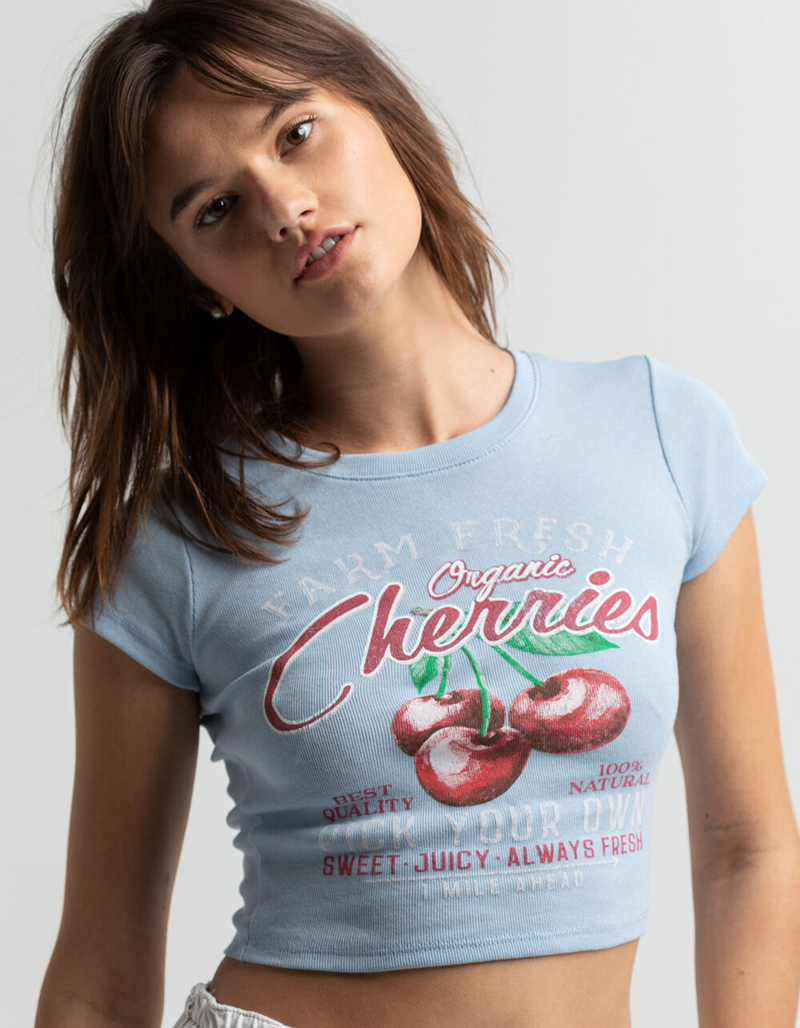 FULL TILT Fresh Cherries Womens Baby Tee image number 1