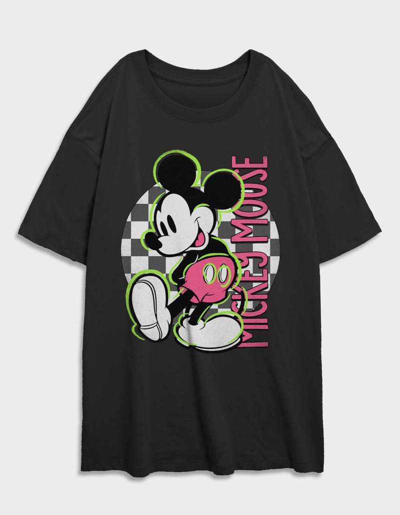 DISNEY Mickey Mouse Outline Checkerboard Unisex Oversized Tee image number 0