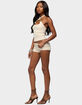 EDIKTED Thia Ruched Bead Foldover Shorts image number 4