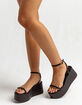 BAMBOO Thin Ankle Strap Womens Black Wedge Sandals image number 1
