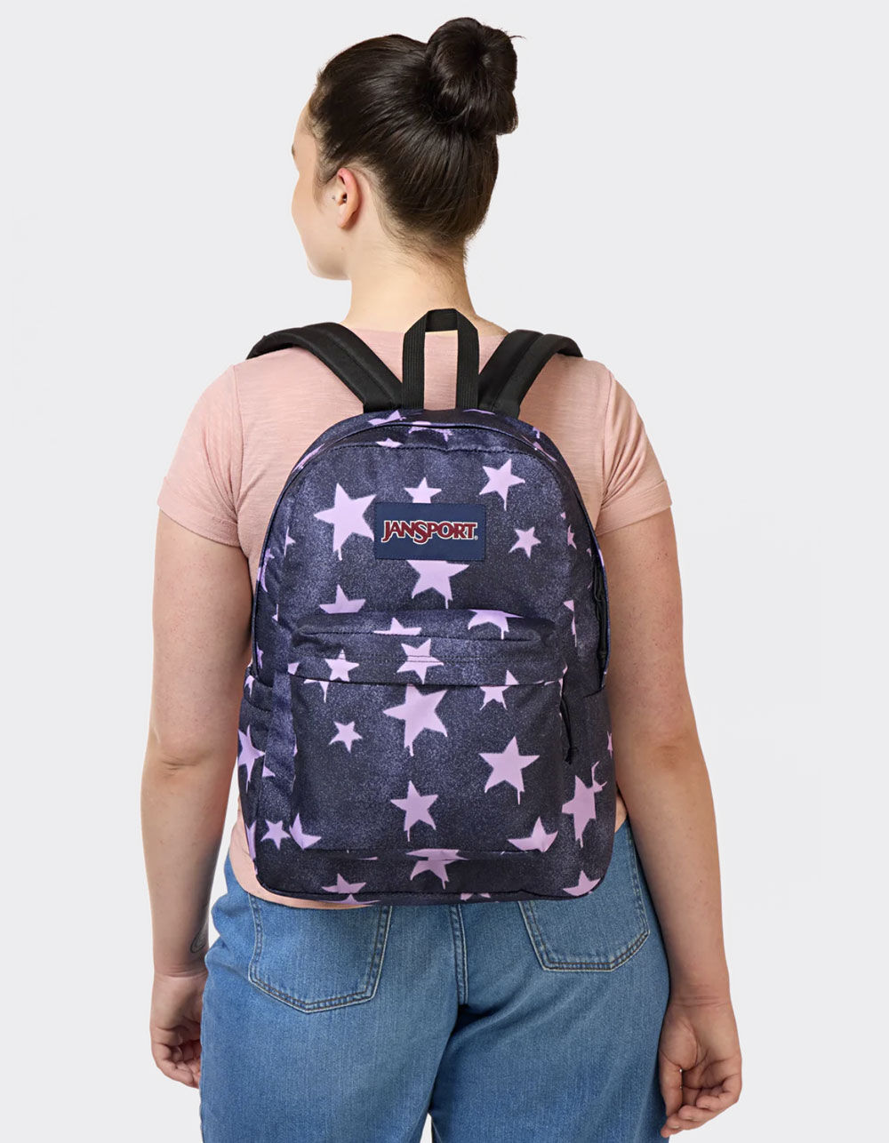 JANSPORT SuperBreak Plus Backpack - SPRAYED STARS PASTEL LILAC