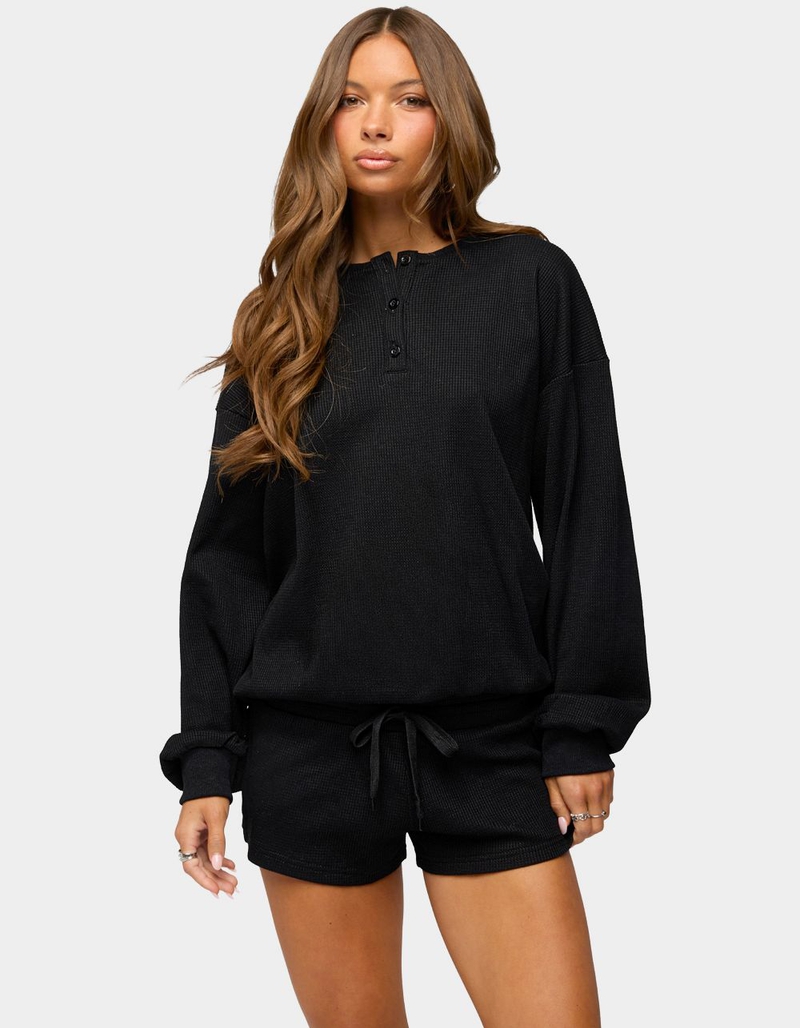 EDIKTED Baila Waffle Henley Top image number 0