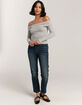 FULL TILT Fold Over Rib Off The Shoulder Womens Top image number 2
