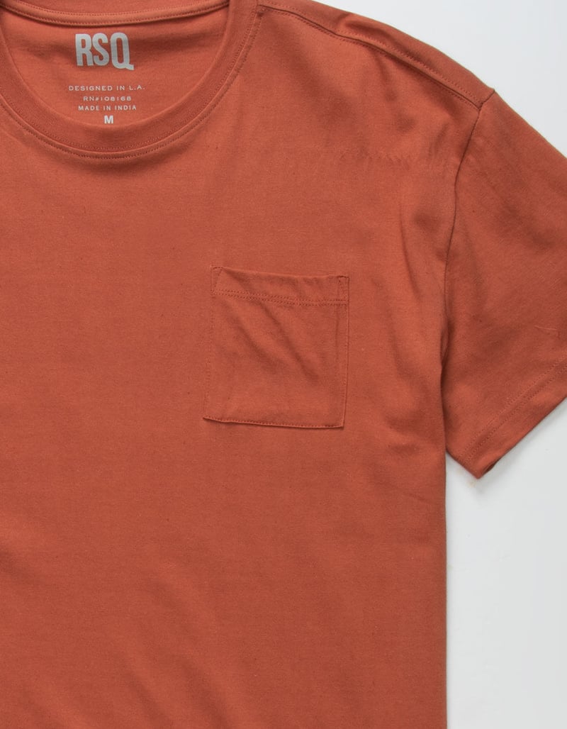 RSQ Oversized Solid Mens Mahogany Pocket Tee image number 4