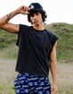 RSQ Mens Washed Cropped Muscle Tee image number 2
