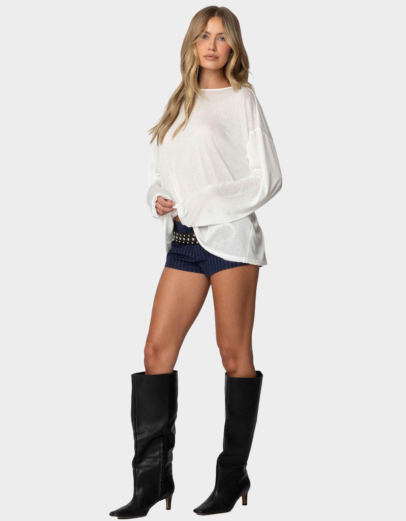 EDIKTED Oversized Semi Sheer Long Sleeve Tee image number 2