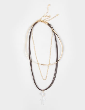 FULL TILT 5 Row Cord/Pearl/Cross Necklace Primary Image