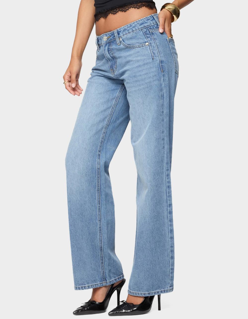 EDIKTED Holly Straight Leg Mid Rise Jeans image number 1