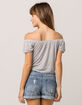 SKY AND SPARROW Stripe Tie Front Womens Off The Shoulder Top image number 3