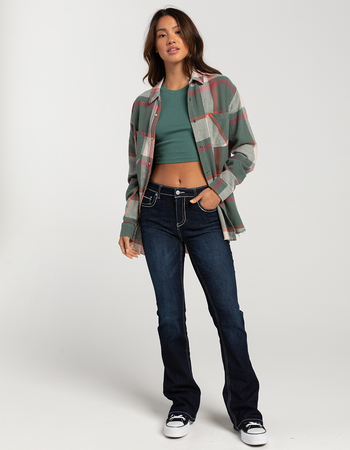 RSQ Womens Low Rise Stitch Flap Pocket Flare Jeans Primary Image