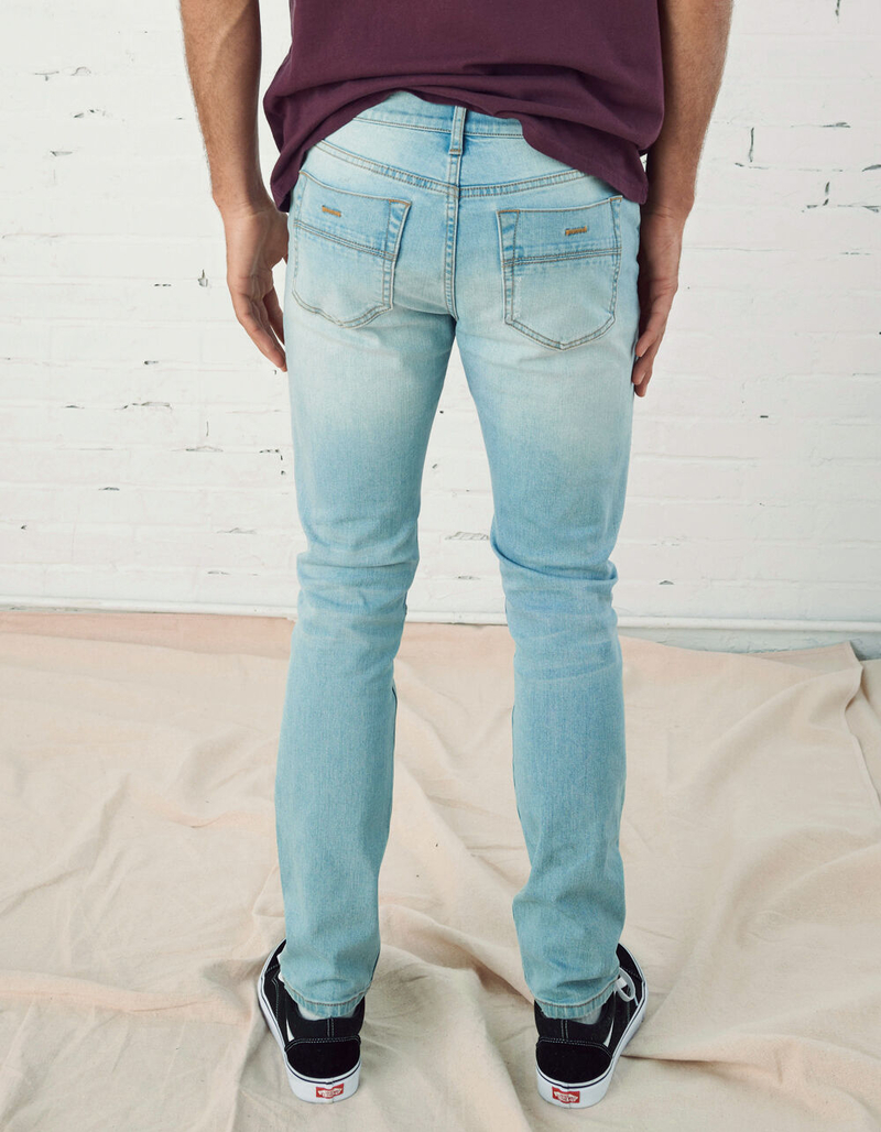 RSQ Mens Skinny Moto Light Wash Jeans image number 3