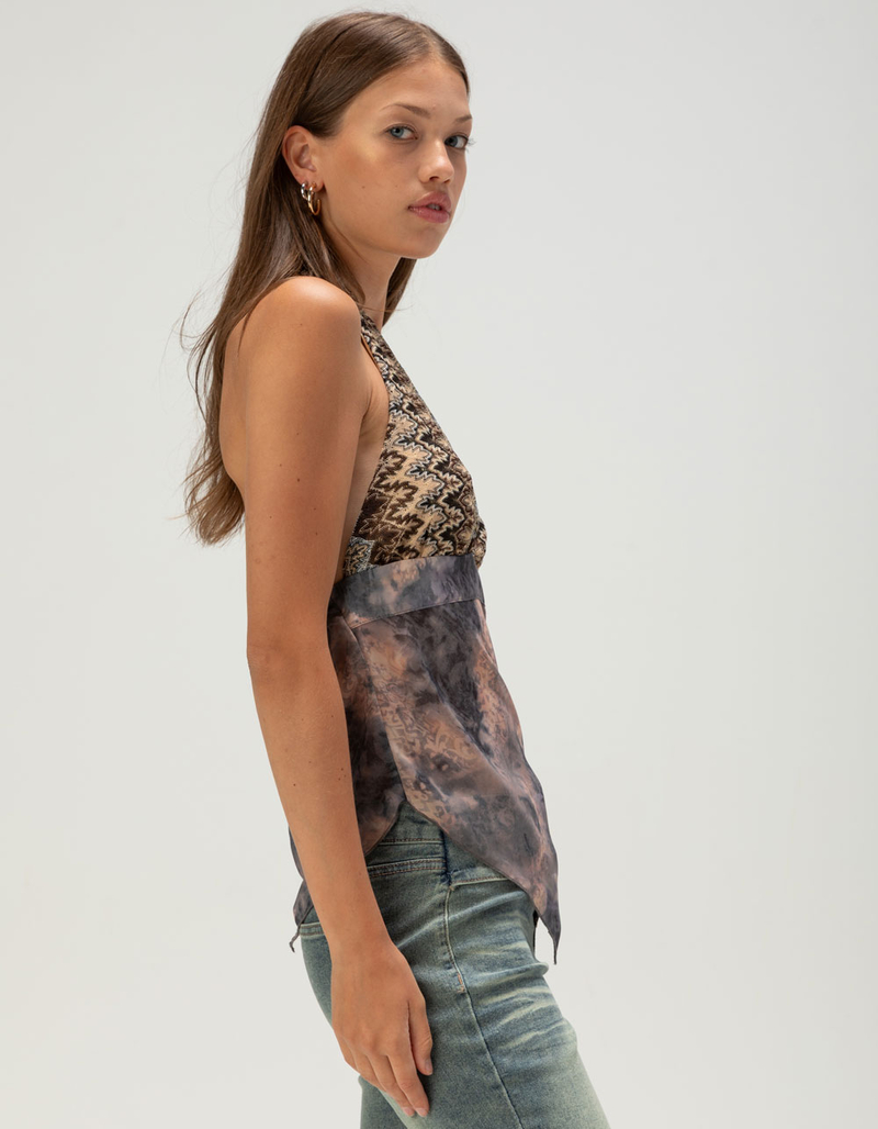 WEST OF MELROSE Womens Printed Babydoll Halter Top image number 2