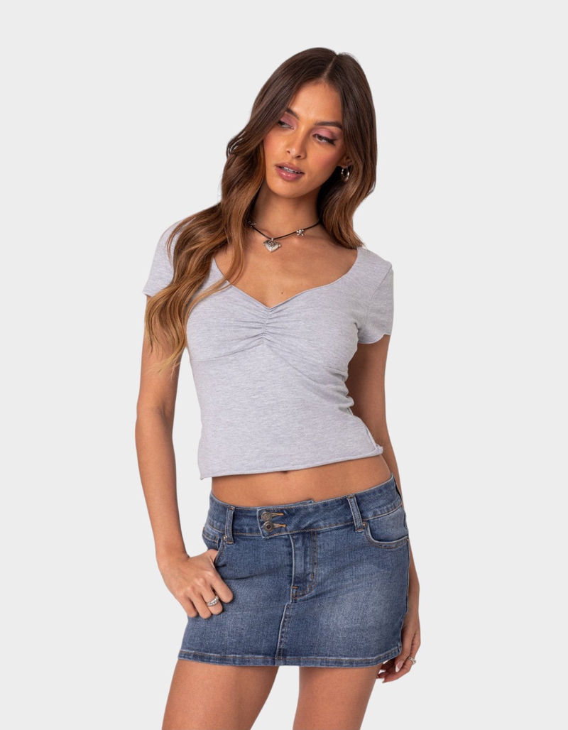 EDIKTED Ava V-Neck Ruched Top image number 0
