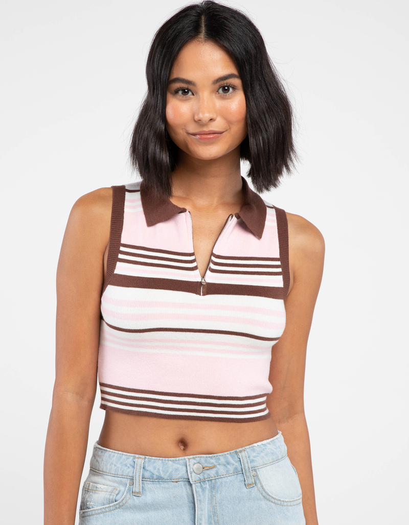 FULL TILT Zip Front Womens Polo Sweater image number 0