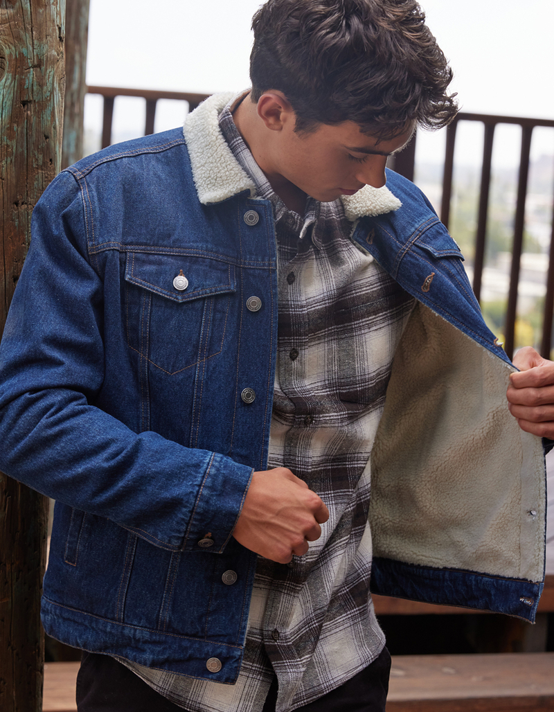 RSQ Mens Sherpa Lined Denim Jacket image number 3