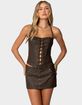 EDIKTED Stormi Lace Up Faux Leather Corset image number 1