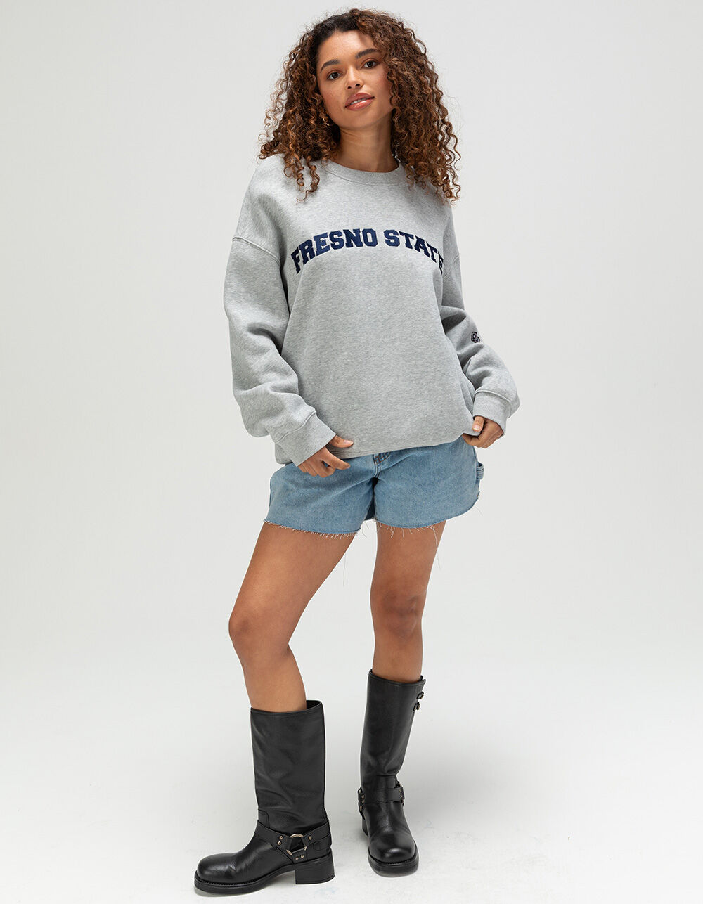 HYPE AND VICE Fresno State Womens Crewneck Sweatshirt - HEATHER