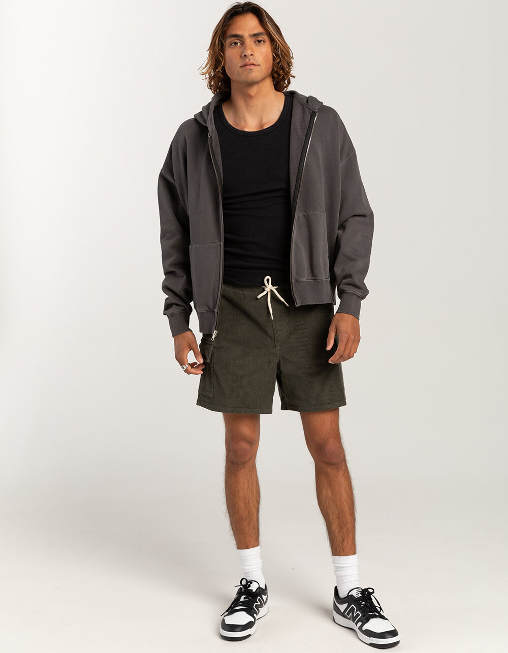 RSQ Mens Washed Oversized Zip-Up Hoodie - DARK GRAY | Tillys