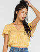 SKY AND SPARROW Flutter Sleeve Womens Mustard Wrap Top image number 1