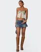 EDIKTED Bubble Hem Denim Mini Skirt image number 2