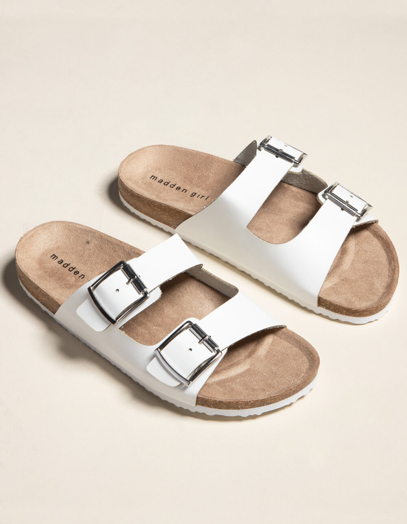 MADDEN GIRL Double Buckle Womens White Slide Sandals image number 0