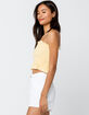 IVY & MAIN Smocked Peplum Womens Yellow Tube Top image number 2