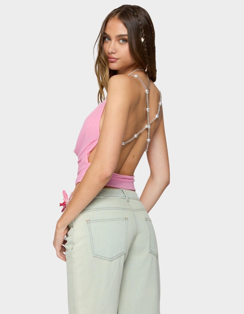 EDIKTED Beaded Deep Cowl Neck Backless Top image number 1