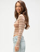 FULL TILT Stripe Boat Neck Womens Long Sleeve Tee image number 3