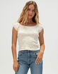 NECTAR CLOTHING Womens Wide Neck Pointelle Top image number 1