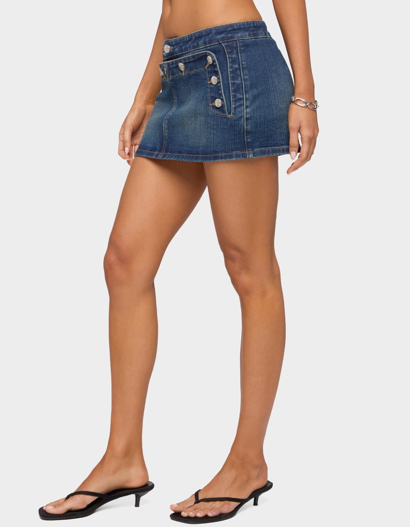 EDIKTED Fridie Buttoned Denim Mini Skort image number 1