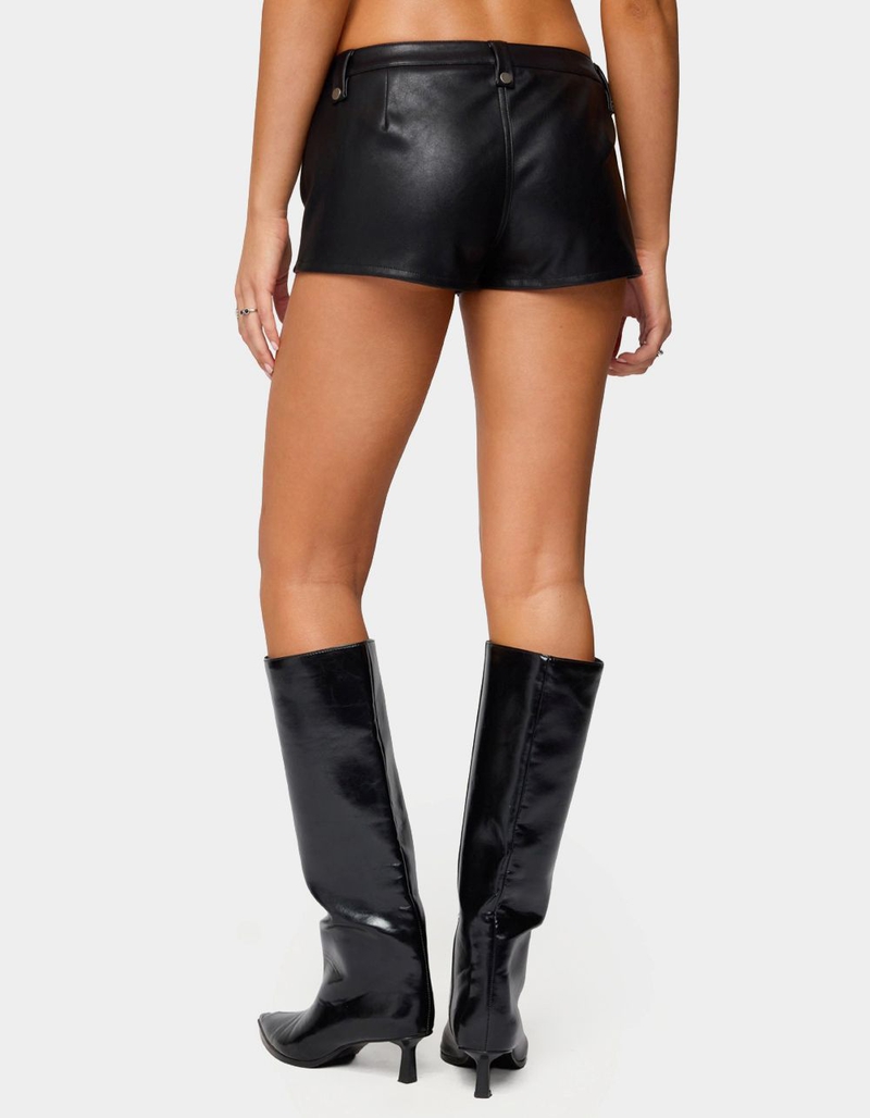 EDIKTED Labella Faux Leather Micro Shorts image number 2