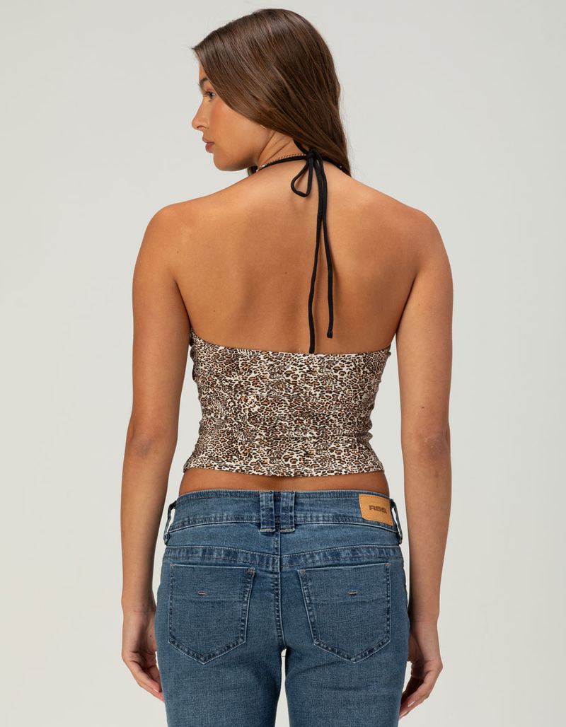 FULL TILT Leopard Print Womens Halter Top image number 4