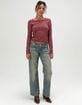 BDG Urban Outfitters Jake Womens Scoop Neck Long Sleeve Top image number 2