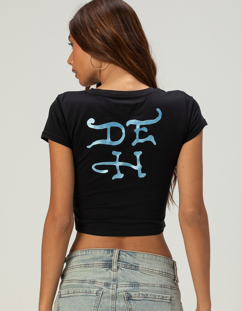 ED HARDY Skull Crosses Womens Rhinestone Baby Tee image number 1