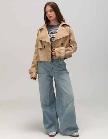 RSQ Womens Crop Trench Coat Alternative Image