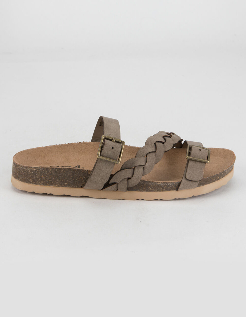 SODA Braided Buckle Girls Taupe Sandals image number 1