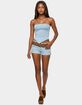 EDIKTED Zaida Asymmetric Denim Strapless Top image number 4