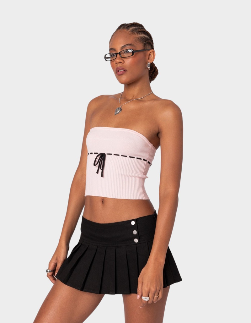 EDIKTED Elsie Knitted Tie Tube Top PINK Tillys